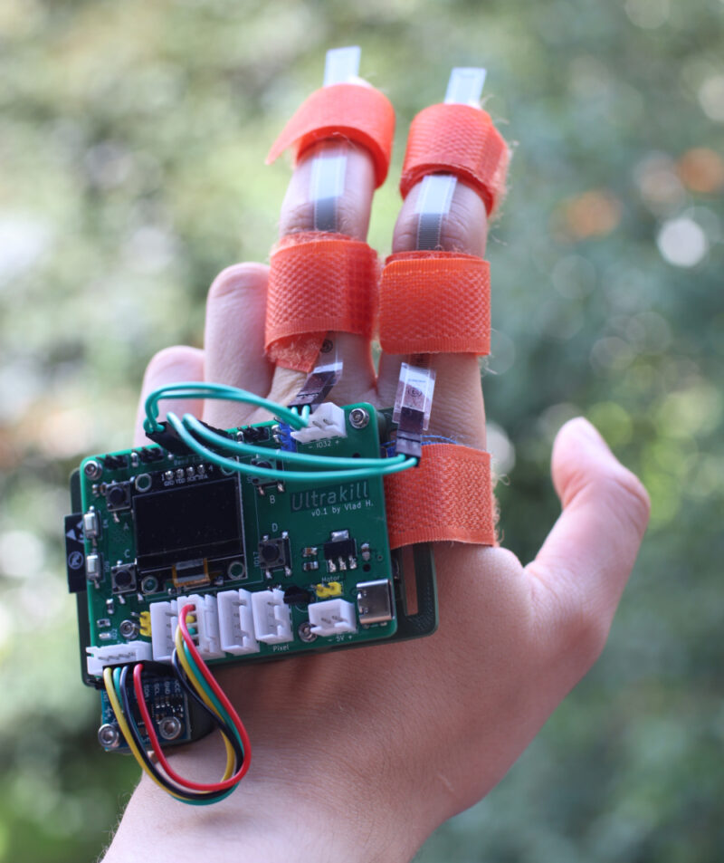 Image of my hand wearing the Air Guitar Guitar HID