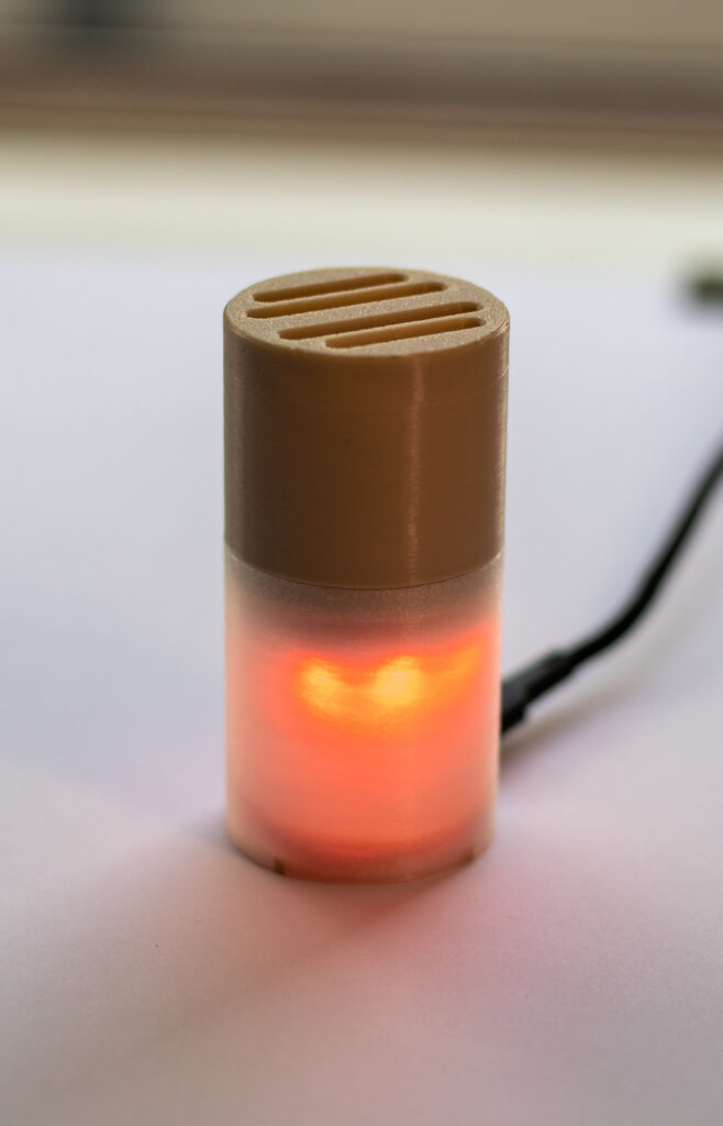 FallSense base station showing a red glow